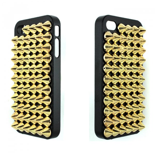 Wholesale iPhone 4 4S 3D Spike Punk Studs Case (Gold)